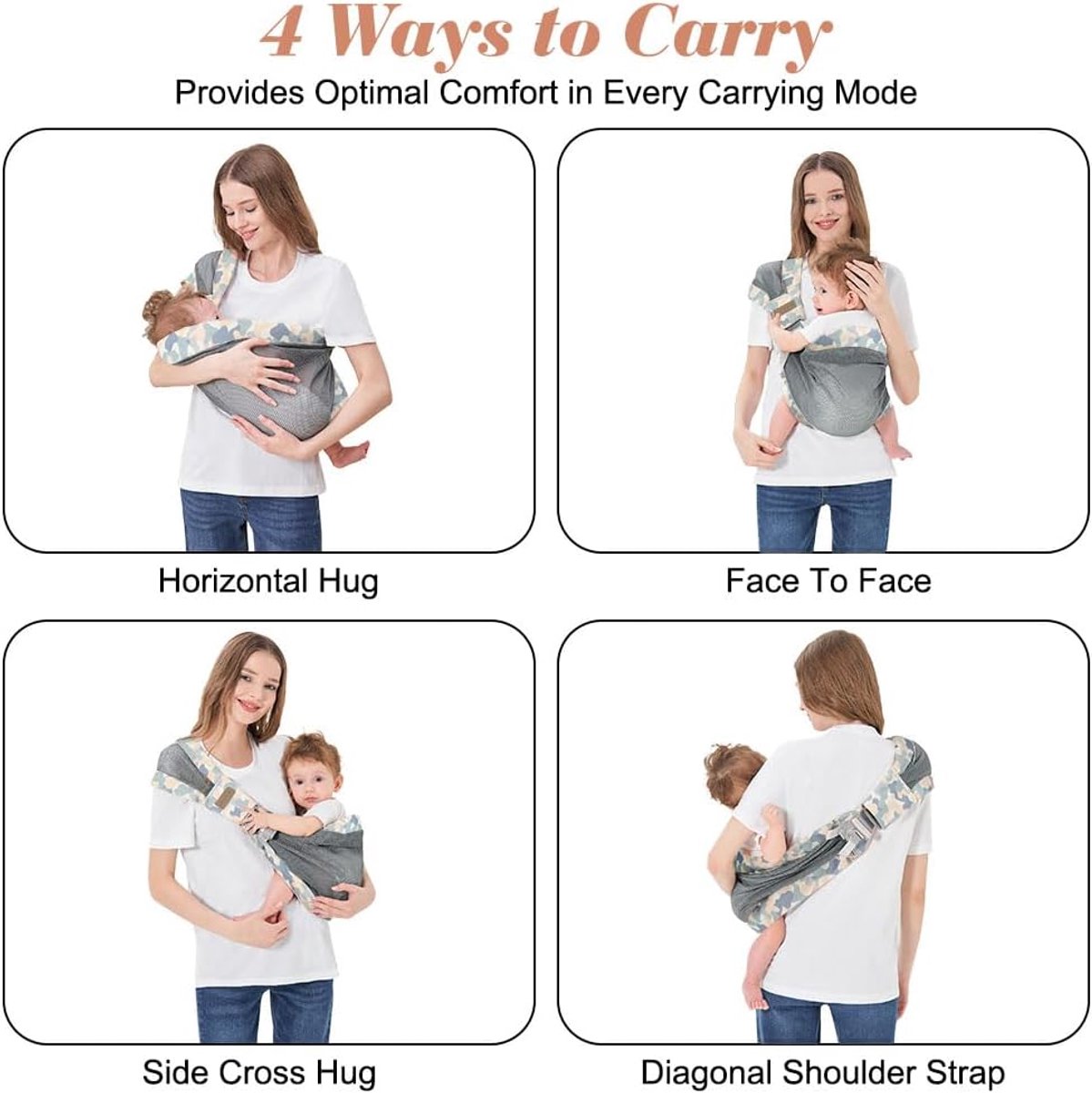 Baby Draagzak - Draagdoek Peuter - Baby Dragen - Ergonomisch Ontwerp - 0-36 maanden - Camouflage – foto 6