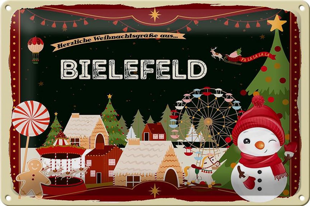 Blechschild Weihnachten Grüße BIELEFELD 30x20cm