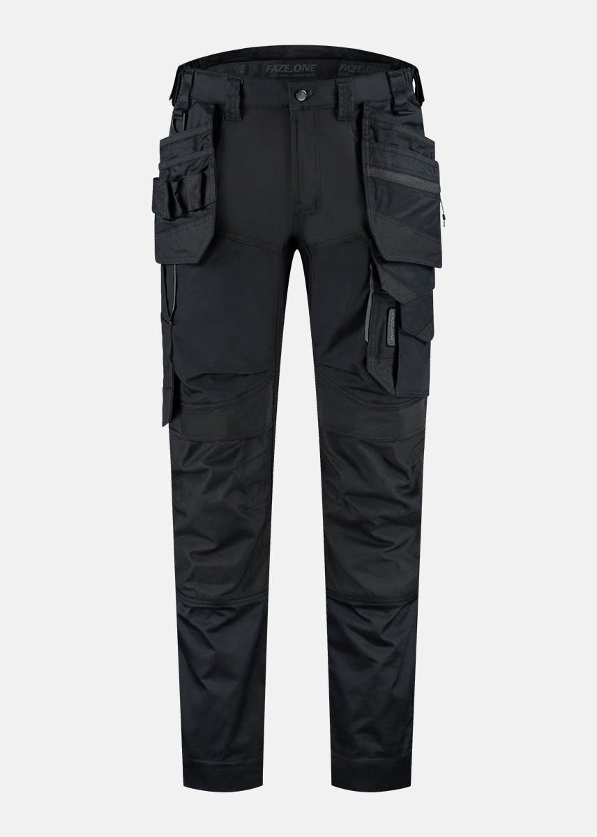 Faze.One Glaston 8K Semi-Stretch Werkbroek met Holsterzakken - Black - Maat 44 | Semi-Stretch | Heren