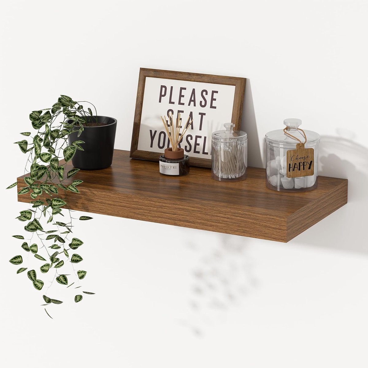 Extra diep 29,5 cm wandrek van hout, 40 cm, wandplank, walnoot, zwevende plank van MDF-hout, voor meer opbergruimte, plank voor keuken, woonkamer, slaapkamer, badkamer en kantoor
