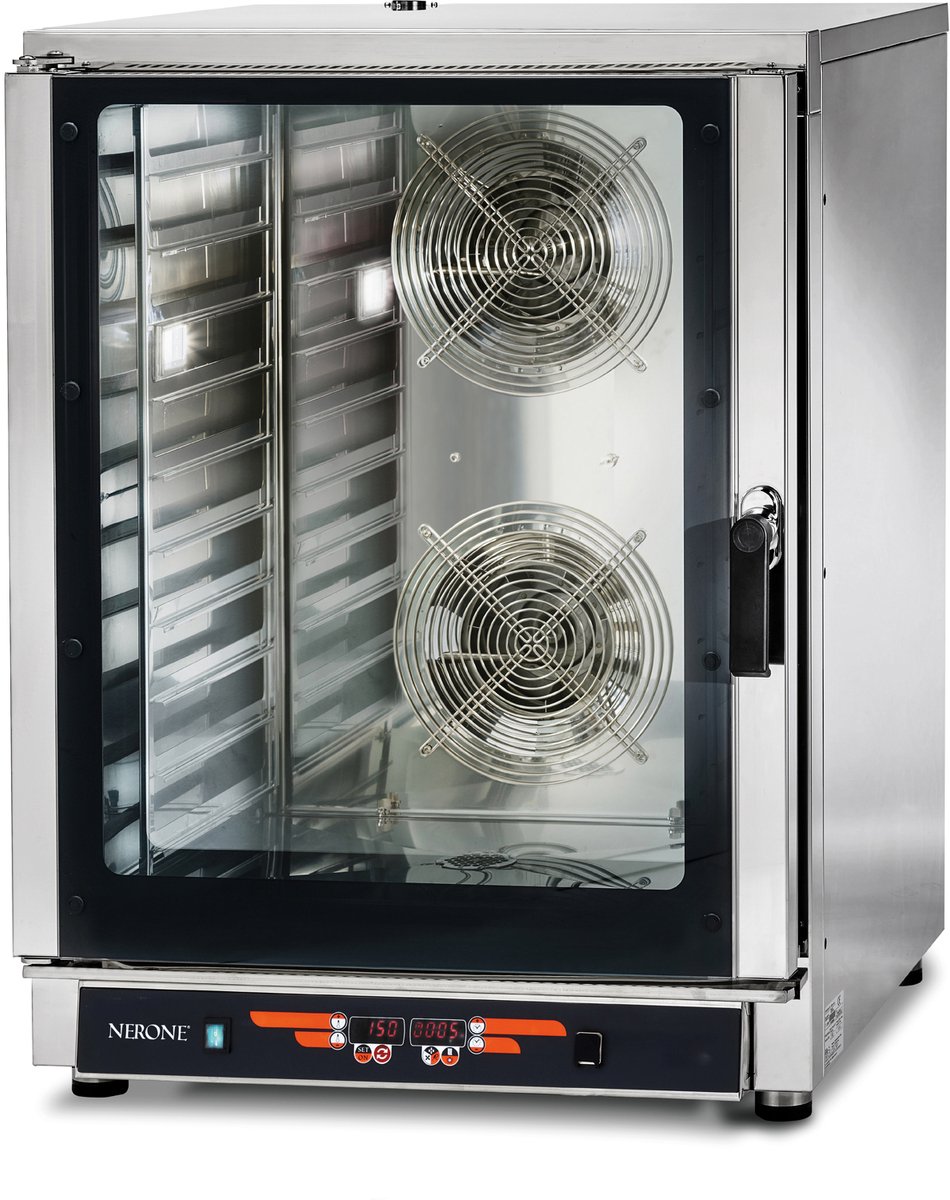 SARO hetelucht-combinatieoven met stoombevochtiging model DIG 10 Zwart, Roestvrijstaal