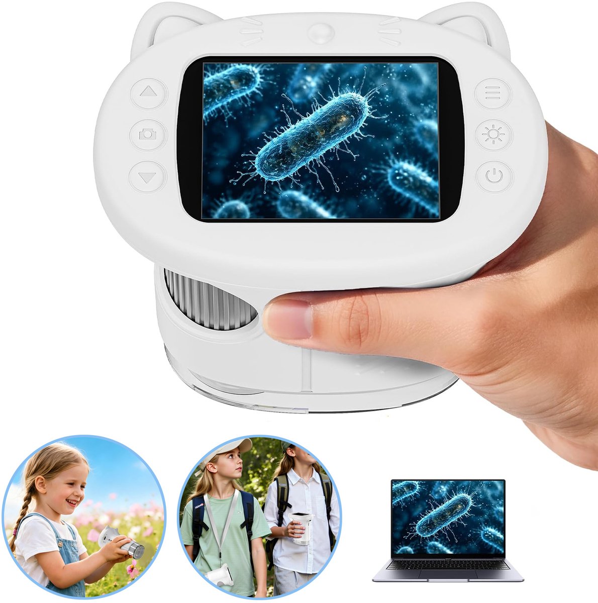 Microscoop 1000x Voor Kinderen - Avontuurlijke Microscoop - Digitale Handmicroscoop - Met 2,4-Inch IPS-Scherm