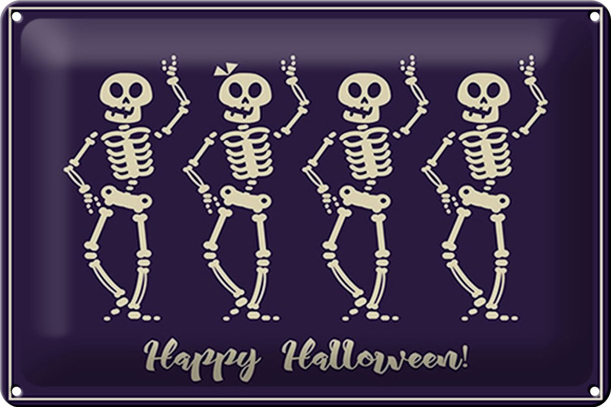 Blechschild Skeleton 30x20cm Happy Halloween Fest
