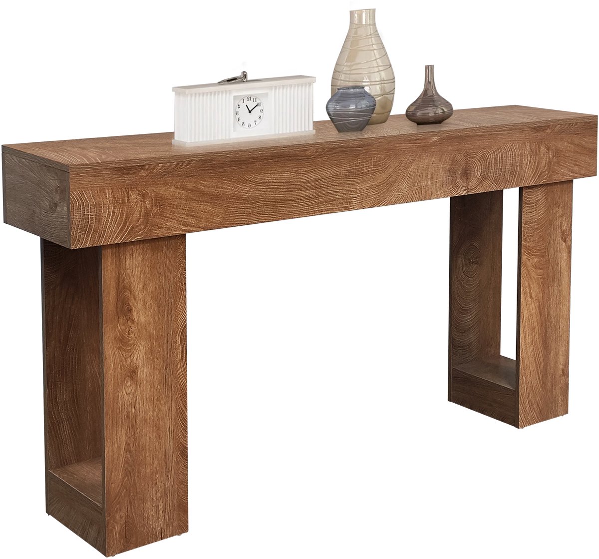 Consoletafel Vintage - 160x30x81cm - Bijzettafel Smal - Sofatafel - Houtlook Rustiek - Dik Tafelblad - Voor Hal Entree Woonkamer - Braun