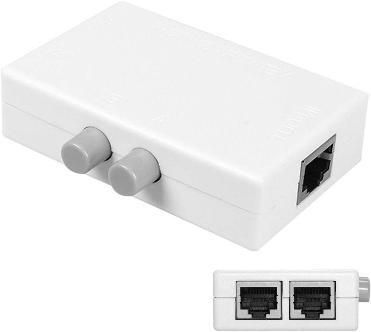 Netwerk Switch Selector - LAN Splitter Box - Netwerken Delen - Fysieke Isolatie - 3 Poorten - Wit