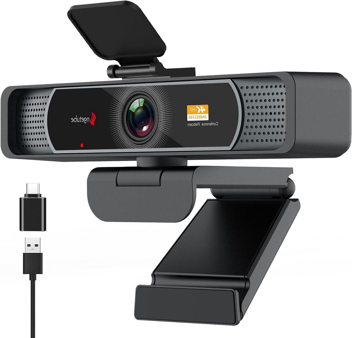 4K Webcam - Streaming Camera - Videoconferenties - 120° Groothoek - 1080p@60FPS - Zwart