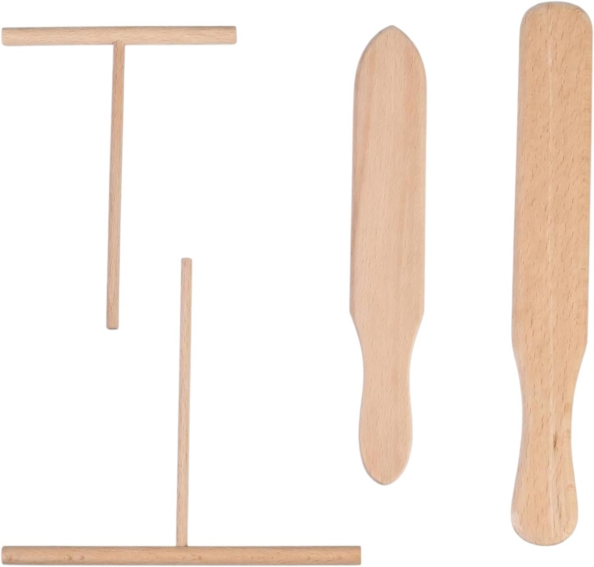 Spatels van hout, professionele pannenkoekenspatels, T-vormige pannenkoekenspatels, perfect voor pannenkoeken, geschikt voor pannen en pannenkoeken