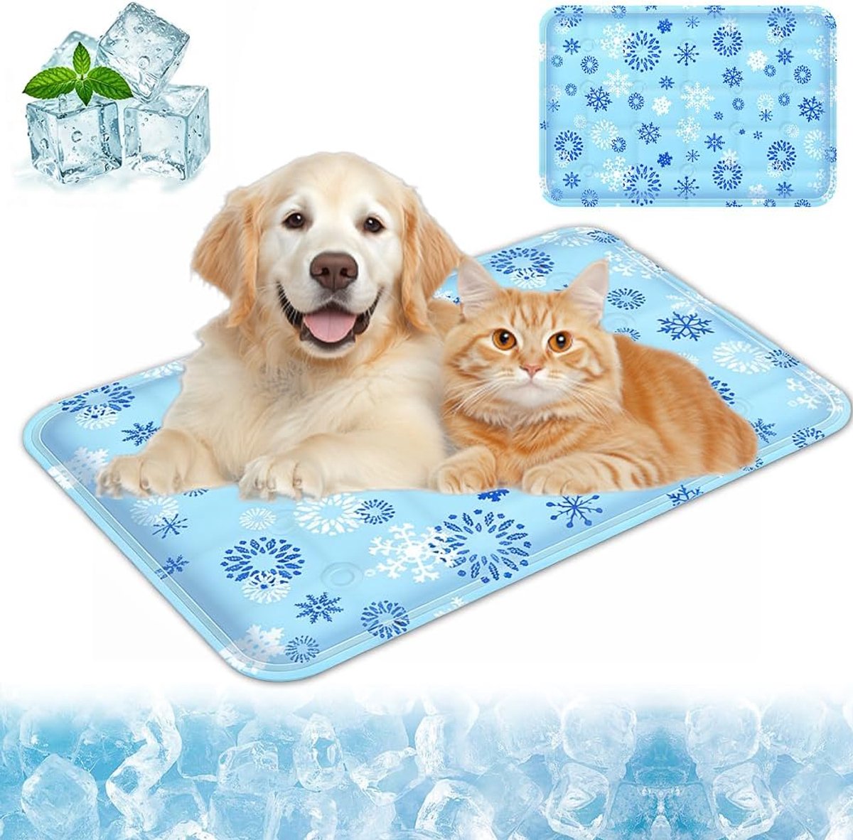 Koelmat voor honden, zelfkoelende hondenmat, opvouwbare koelmat voor katten, koeldeken voor honden, wasbare koelmat, bed, voor thuis, onderweg of in de auto, zomer, warm weer (50 x 60 cm)