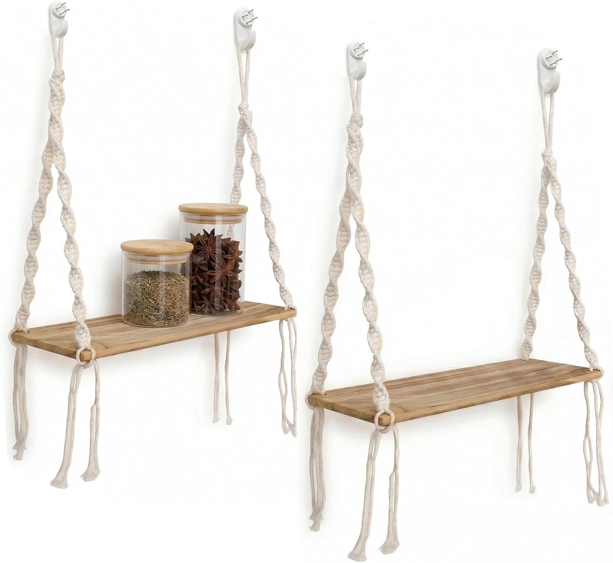 Hanging Decoratie Bohemian Handgemaakte Geweven Touw Eenvoudig Hangen Wand Plank Woonkamer Slaapkamer Badkamer Keuken 2 Stuks