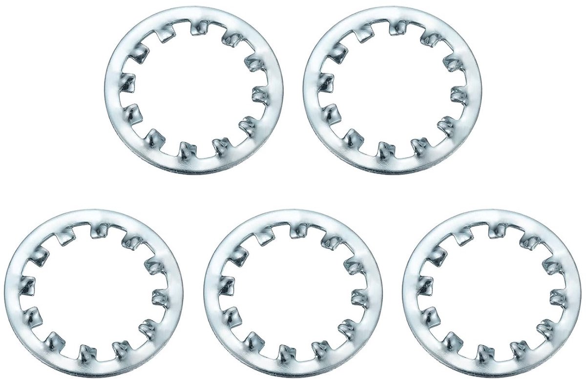 5 stuks binnengetande tandschijven, 23 mm ID x 35,5 mm OD vertandde sluitringen, veerstaal, klemringen, veerringen voor schroefbevestiging