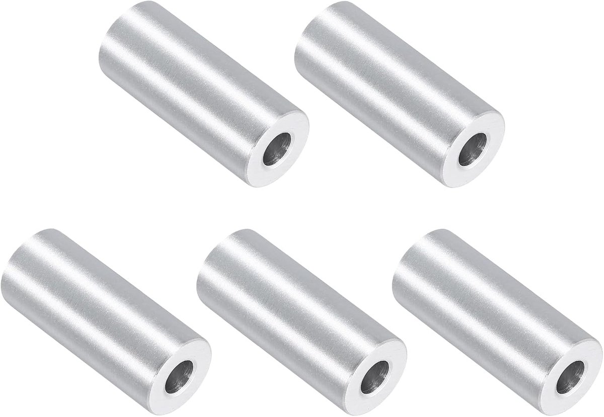 5 stuks aluminium afstandhouders, 3/4 inch OD x 5/16 inch ID x 1-3/4 "L schroefhouder geborstelde afwerking metalen afstandhouder ronde niet-schroefdraad, afstandhouder zonder schroefdraad