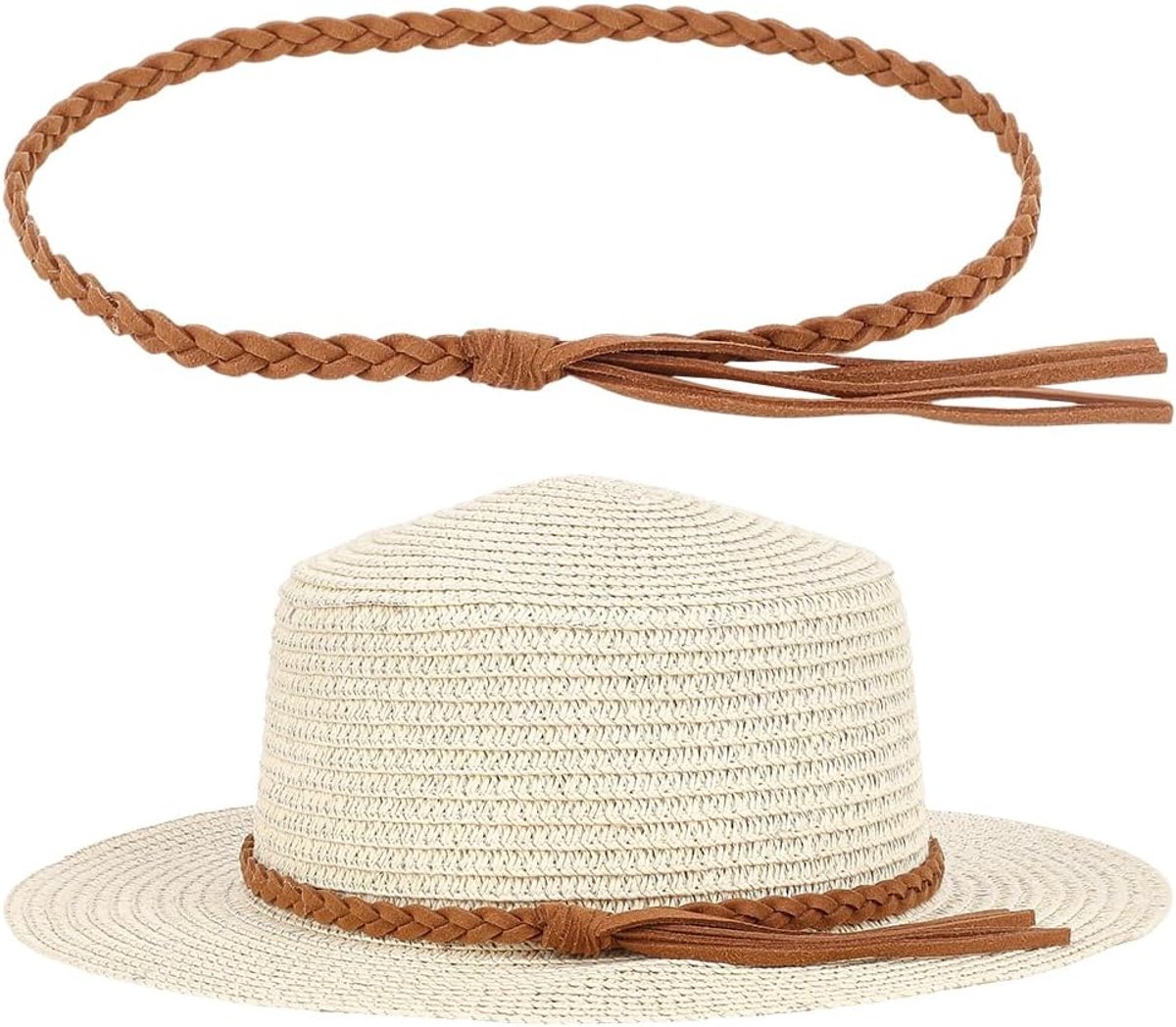 Cowboyhoeden voor mannen en vrouwen, etnische westerse stijl, geweven, landelijk, 58 cm, verstelbaar, bruin