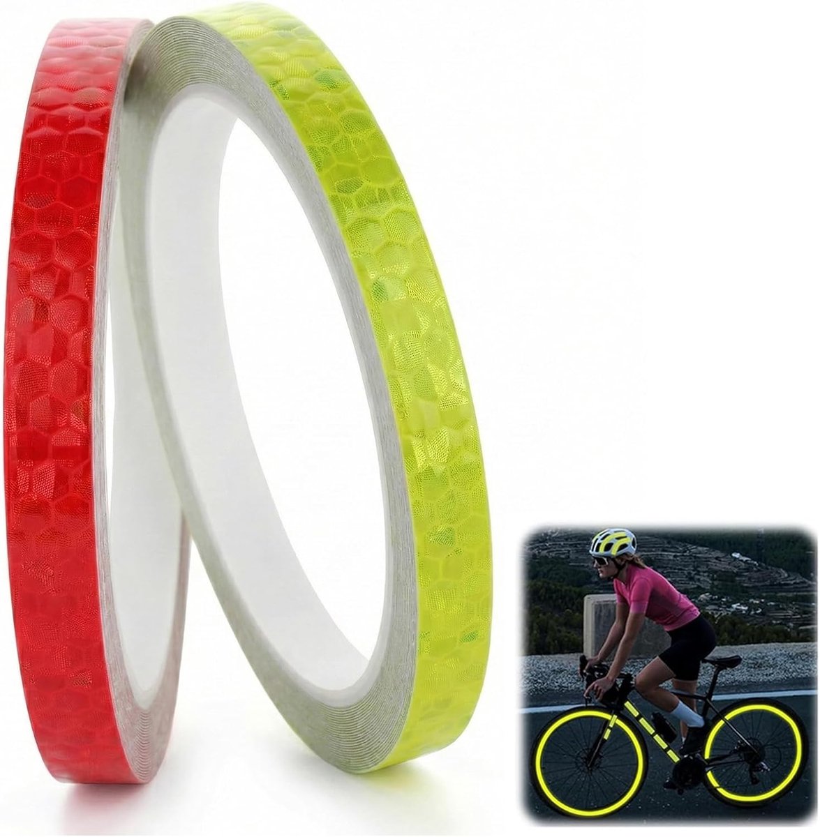 2 rolgordijnen De Cinta Adhesiva Reflectante - 10 Mm X 8 M Adhesivos Reflecterende autoadhesivos - zelfklevende Impermeables Cinta Reflectante Para Carreteras, Bicicletas, Cascos, Motocicletas (Rojo