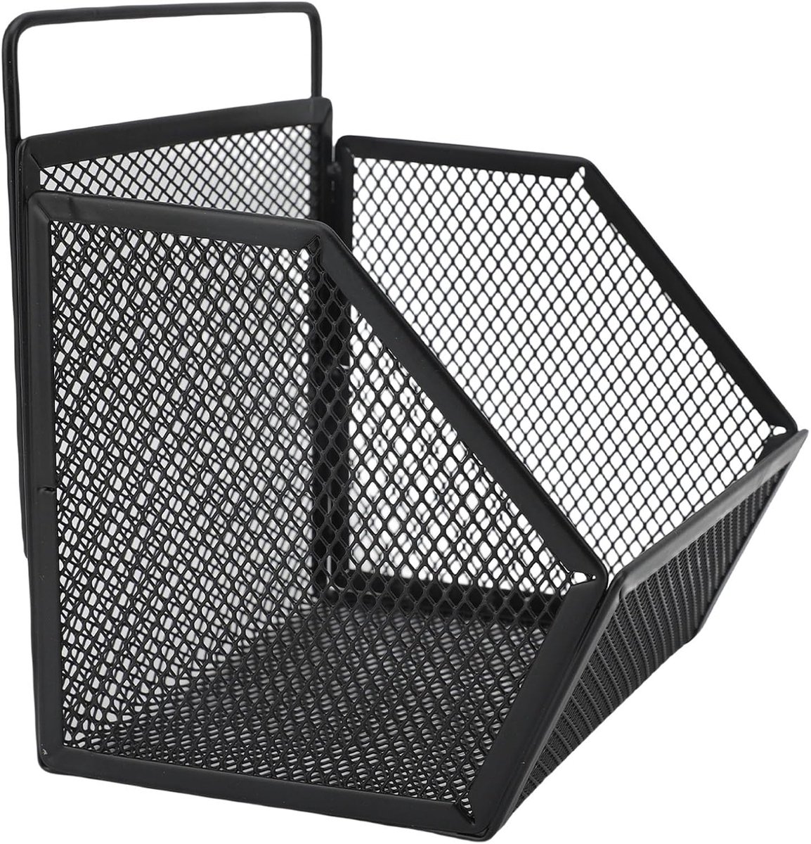Opbergmand voor Wandmontage met Zelfklevende Haken, Hangende Draadmanden, Metalen Draadorganizer voor Keuken, Badkamer, Voorraadkast, Wasruimte (BLACK)