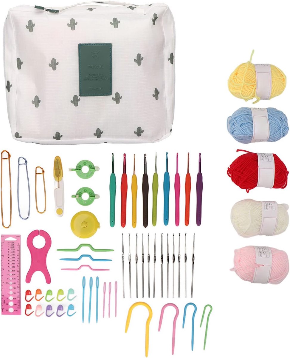 Haakpakket Ergonomische Set voor Beginners met Schaaropbergtas voor Huishoudelijk Gebruik
