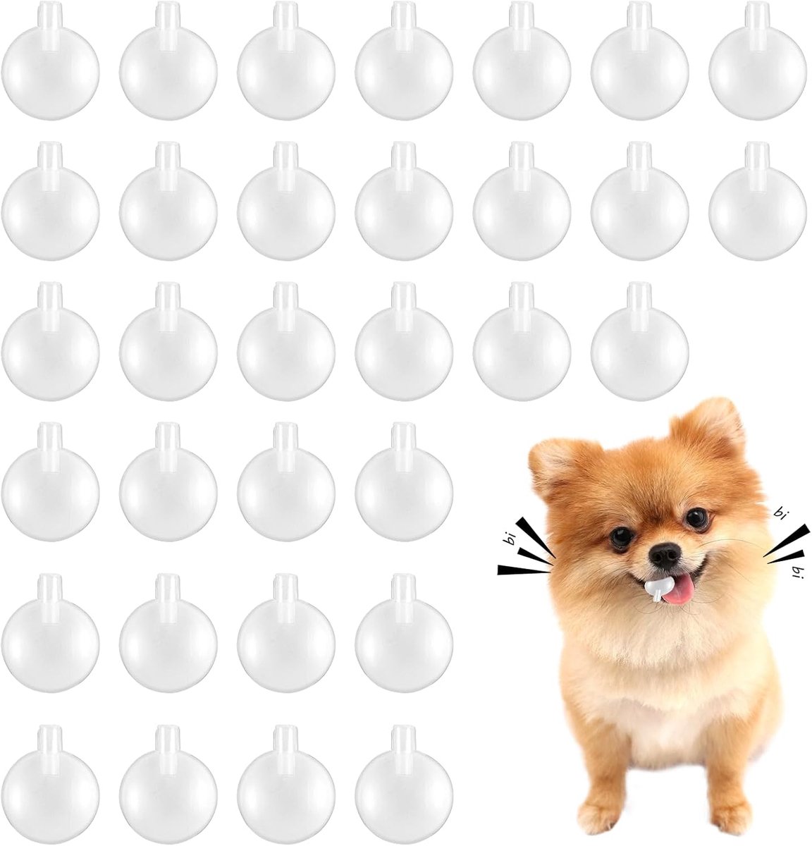32 piepers voor hondenspeelgoed, 30 mm pieper voor kattenspeelgoed, reservepieper voor hondenspeelgoed, pluche dier, reparatie-inzetstuk, airbag-vervanging voor honden- en kattenspeelgoed, rond