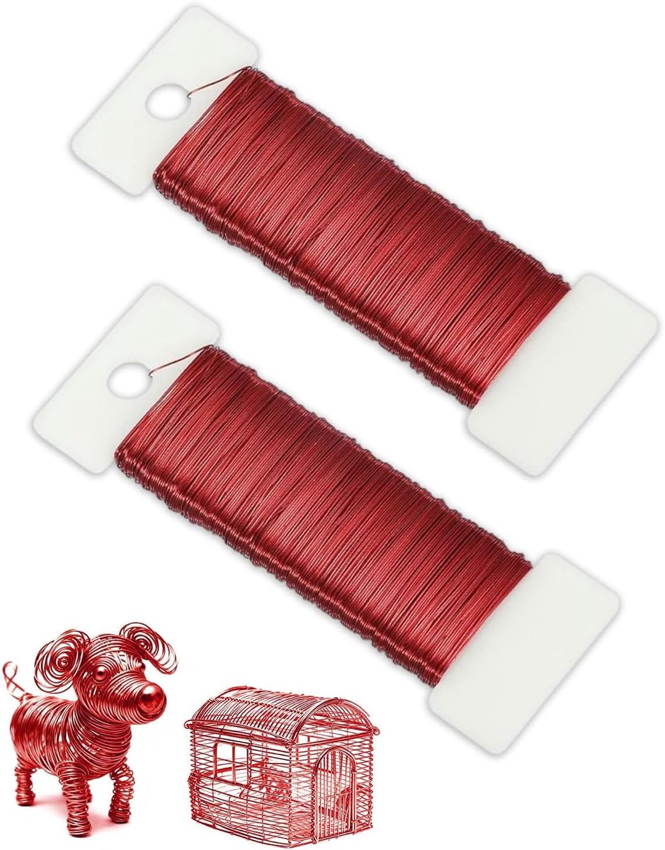 Draad, 0,35 mm x 5 m, knutseldraad van aluminium, flexibele aluminiumdraad, voor sieraden, doe-het-zelf, sieraden maken, rood