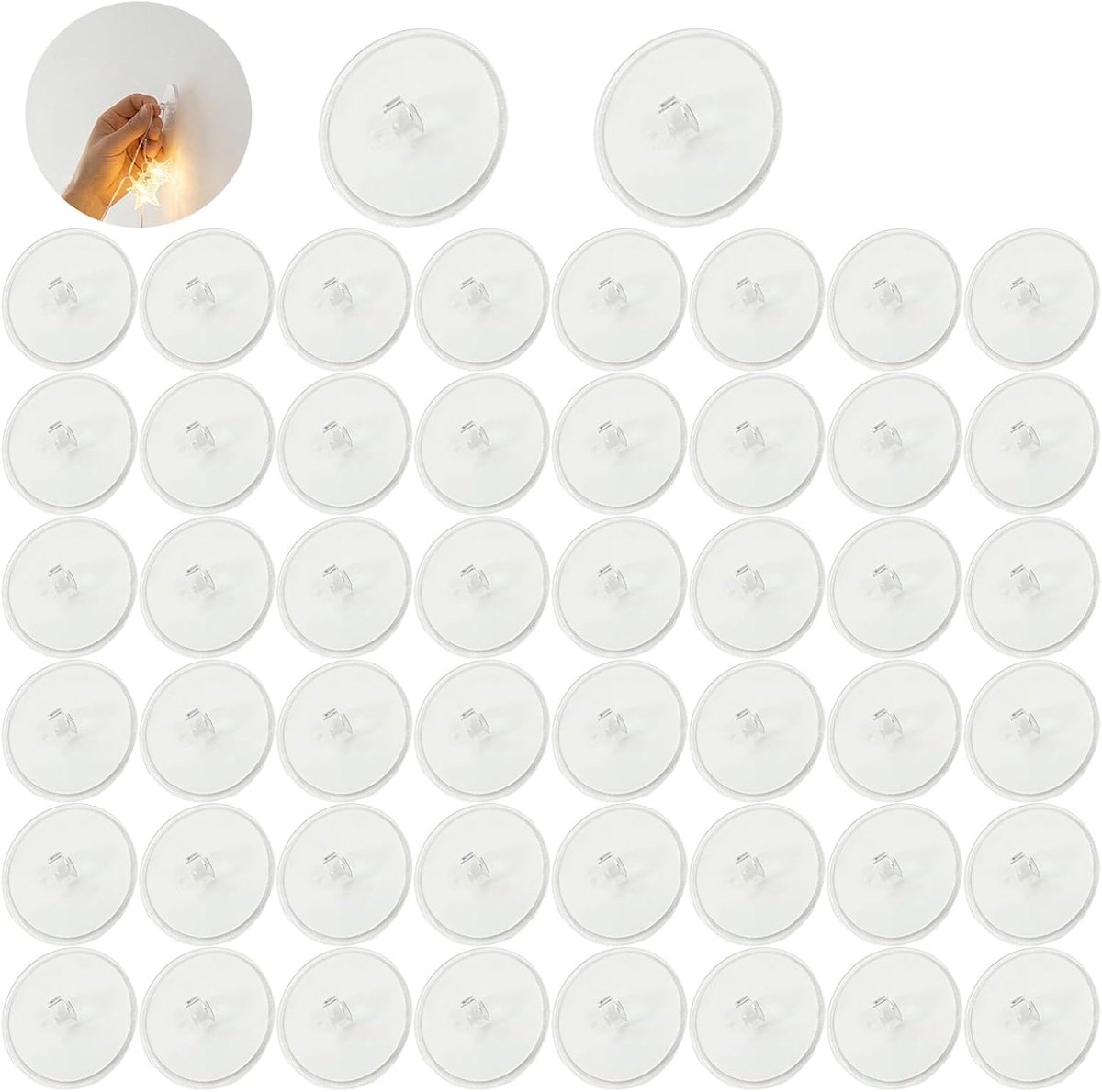 50 Stuks Extra Sterke Plafondhaken Zelfklevend, Transparante Kleefhaken voor Plafond zonder Boren, Haken voor Feestdecoratie, Lichtkettingen en Planten, Veelzijdige Haken voor Kerst & Halloween