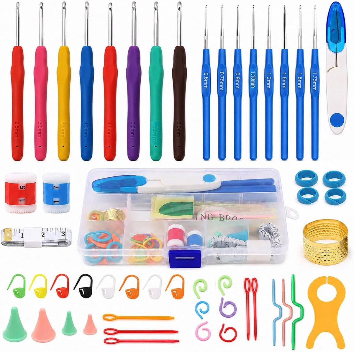 Haaknaaldenset voor beginners, 8 stuks haakset, 8 stuks mini-haakset met haakaccessoires, haakset gereedschap