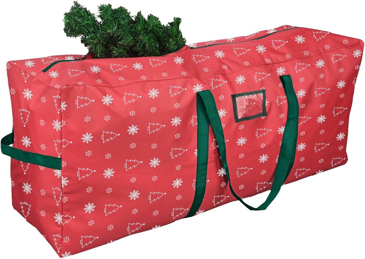 Kerstboom opbergtas 9 ft, grote kerstboomtas voor 9 ft kerstbomen met handgrepen dubbele rits, 600D Oxford waterdichte kerstboom opbergtas, 150 x 30 cm - rood