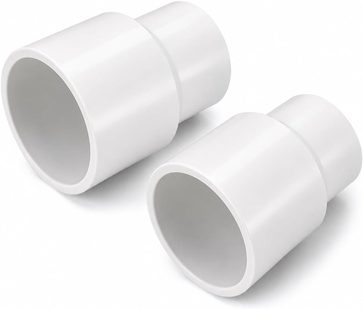 2 stuks pvc-buisverbinders 50 x 40 mm, UPVC verloopstuk voor pvc-buis 50 mm, pvc- 50 mm, kleefmof adapter fitting, rechte buiskoppeling voor waterleiding, afvoerbuis en buissystemen