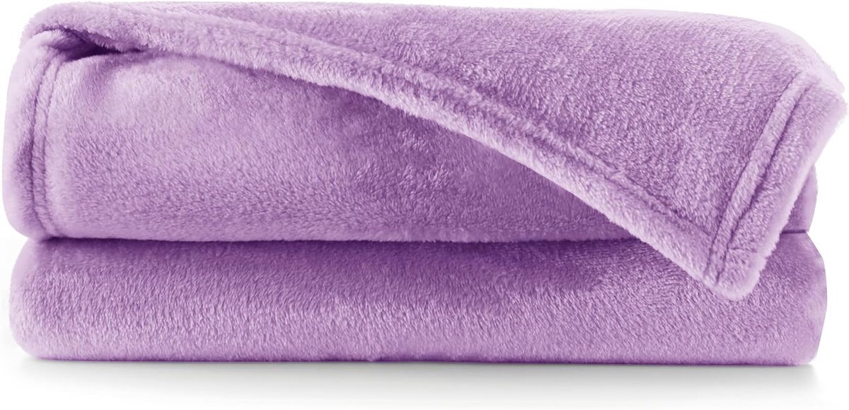 Mic Knuffeldeken 200 x 220 cm lila deken microvezel sprei fleece zacht pluizig knuffelig
