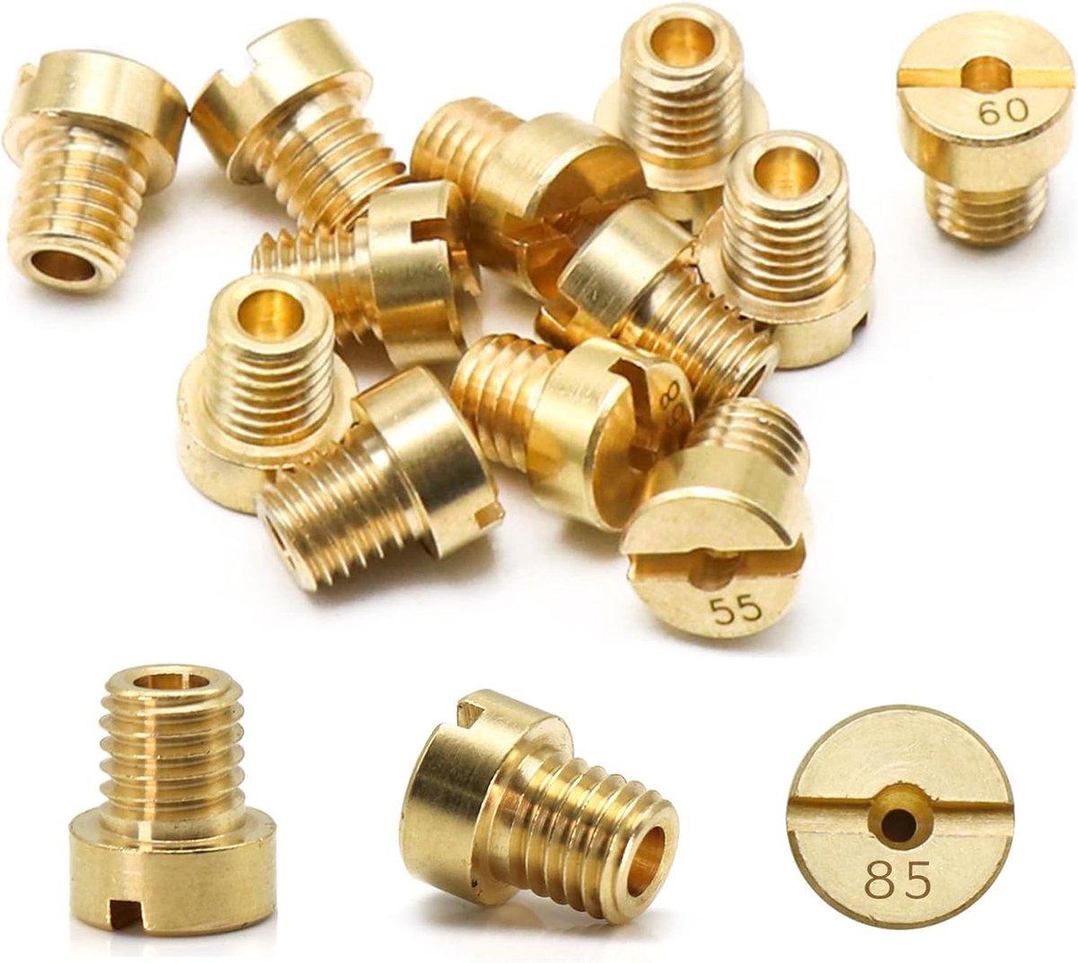 Sproeierset, M5 sproeierset, 5 mm hoofdsproeierset, hoofdsproeiers, carburateur (40, 42, 45, 48, 50, 52, 55, 58, 60, 62, 65, 68, 70, 72, 75, 78, 80, 82, 85, 88, 85, 88, 85