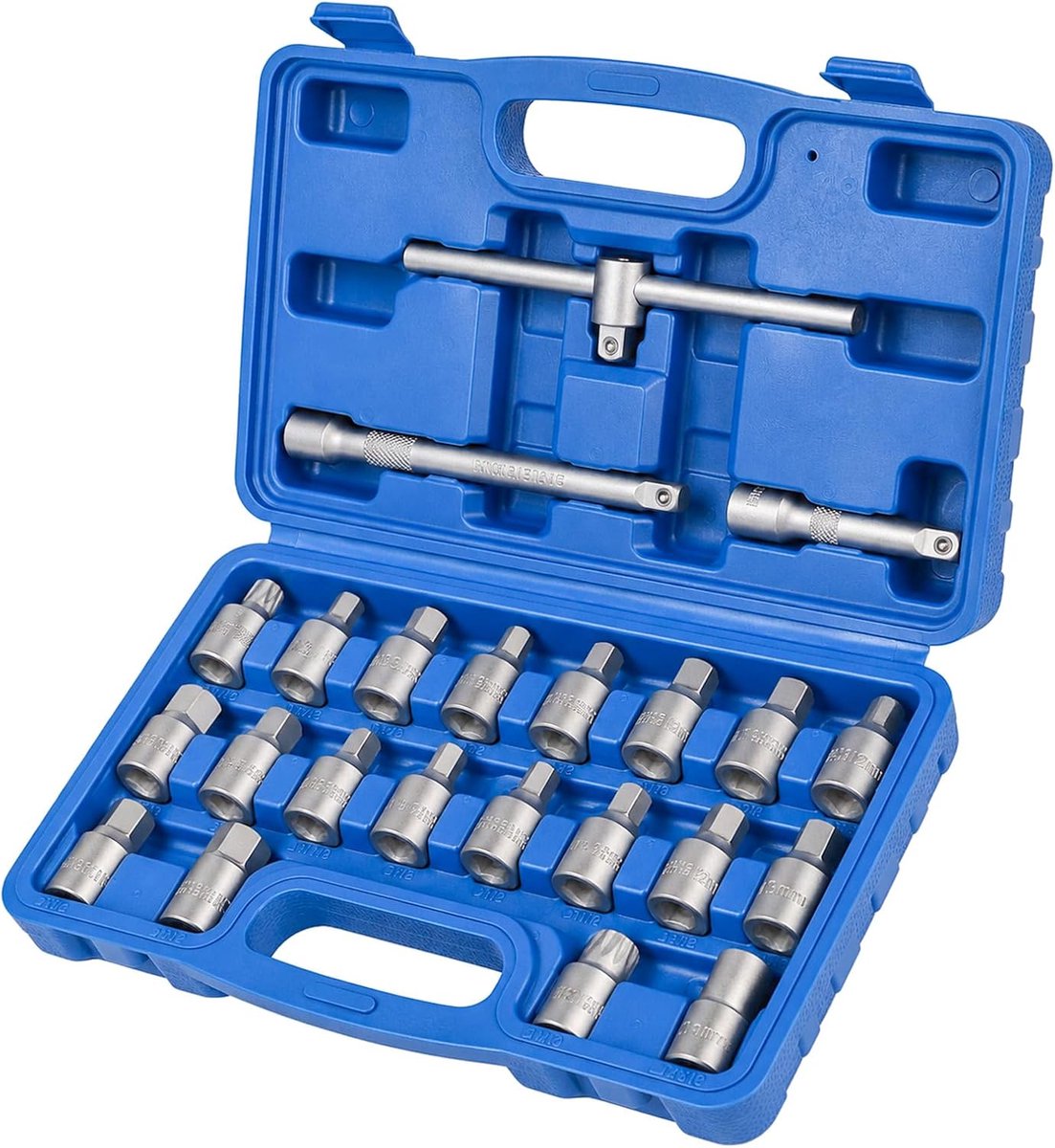 23 stuks 3/8 inch oliefabrieksleutelset, olieaftapproevenset, olieverversingsgereedschap met opbergdoos, CR-V, voor motorfietsen, ATV's, grasmaaiers, compatibel met VW BMW enz