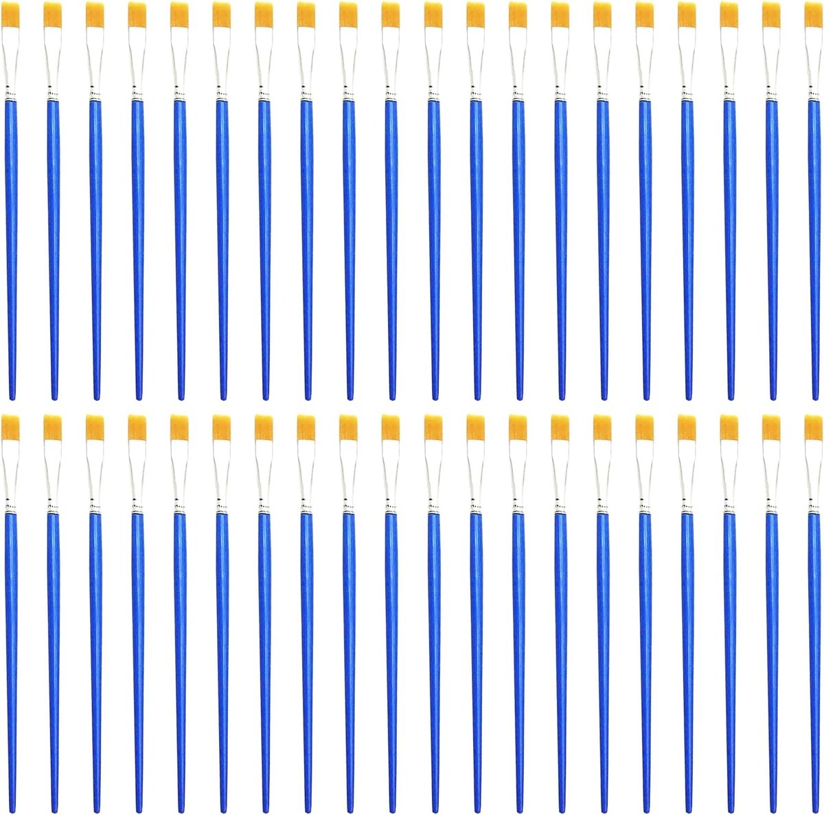 40 Blauwe staafborstels, nylon borstels, knutselborstels, platte kwasten, detailborstels, geschikt voor kinderen, beginnende schilders