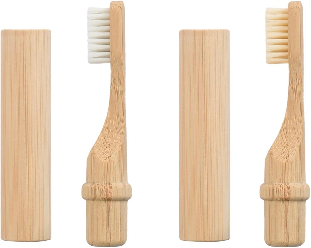 Reis-tandenborstelset met bamboe tandenborstel, mini-formaat voor op reis, draagbare tandenborstel en reistandenborstelhouder voor dagelijks gebruik