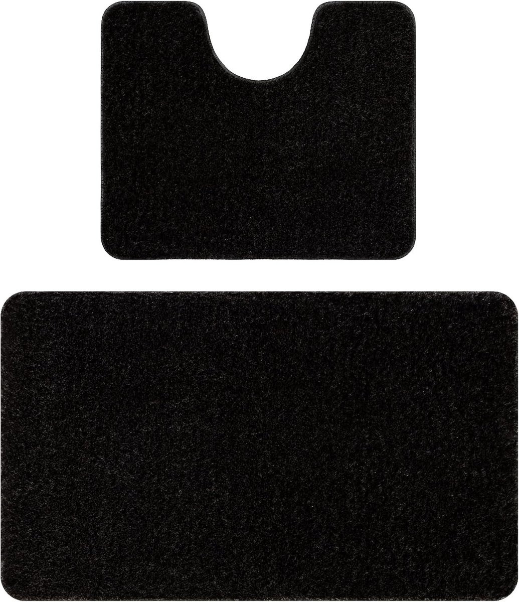 2-delige badmat set SANTA antislip badmat, zacht en wasbaar, zwart 60x100 cm