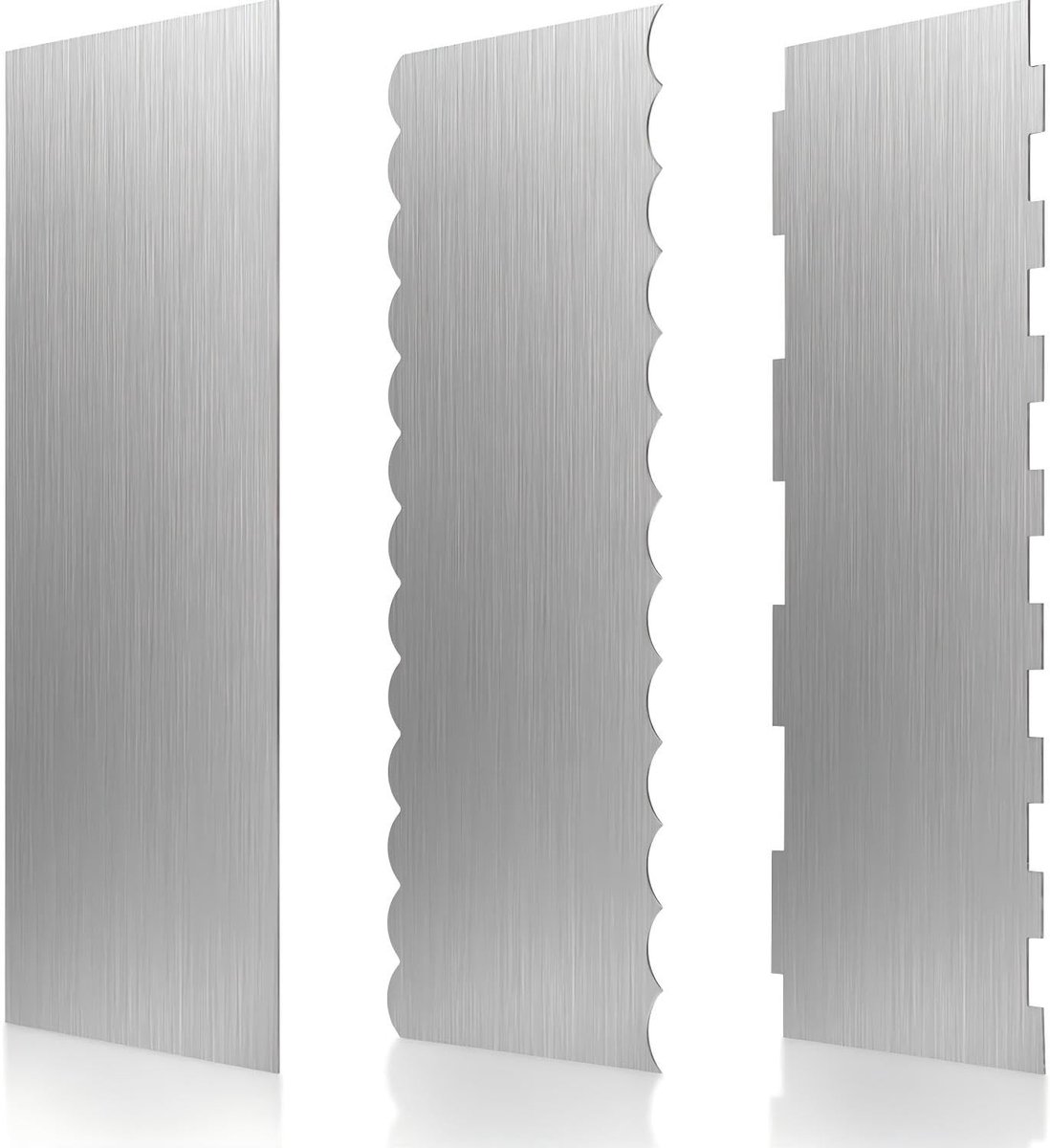 Set van 3 taartschrapers roestvrij staal dubbelzijdige taartspatel patroon deegkaart gladmakers voor taart decoratie bakken
