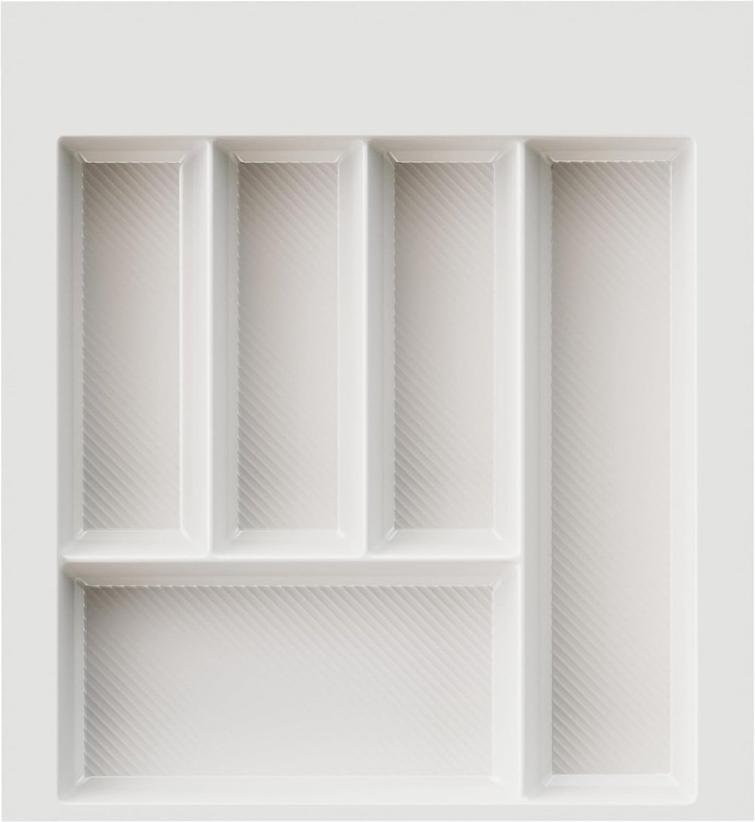 bestekinzet Divio Grip voor lades van 50 cm breed, 45 x 49 cm – inkortbaar, 5 vakken, kleur: wit, bestekorganizer van robuust kunststof