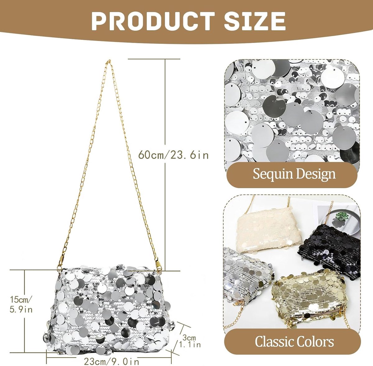 Crossbody Tassen voor Vrouwen, Sprankelende Pailletten Schoudertas Bling Avond Handtas met Verstelbare Riemen voor Party Prom Bridal Night Bag