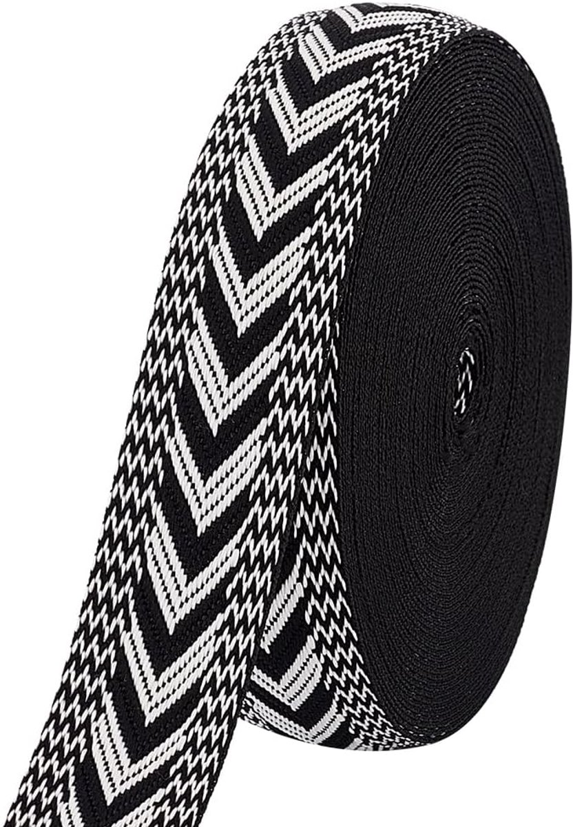 PandaHall 10 Yards Gestreepte Webbing Lint 9.8 "Breed Polyester Lint Zwart Wit Craft Pijl Lint Gestreept Katoen Singelband Twill Lint voor Rugzakken Handtas Kledingstuk Riem Hoeden Home Decor