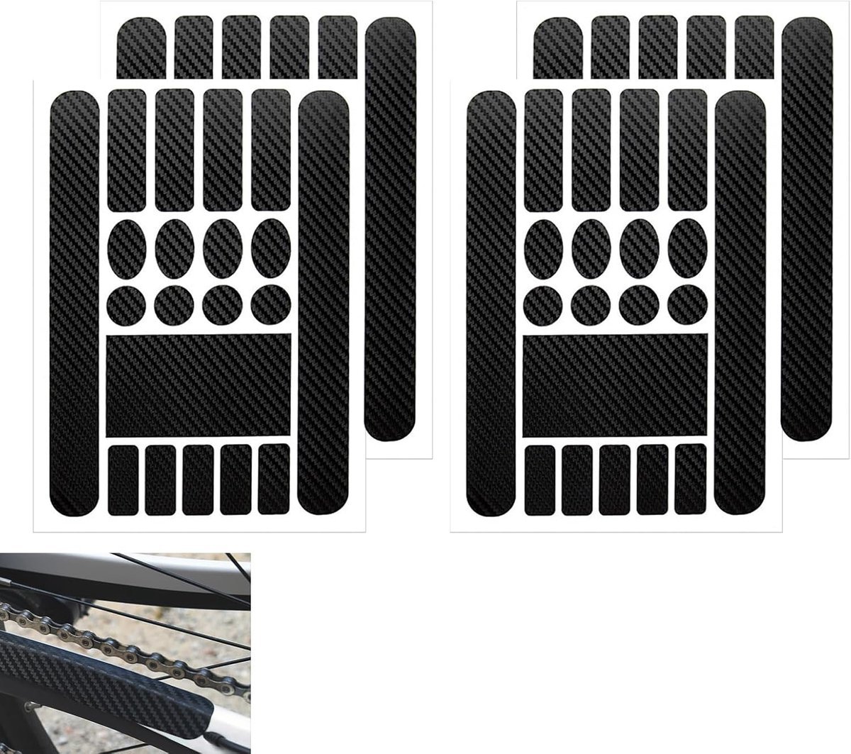 4 stuks fietsframebeschermingsfolie, carbonstickers, beschermfolie voor frame, kettingsteunen, MTB, e-bike (lakbescherming, krasbestendig)