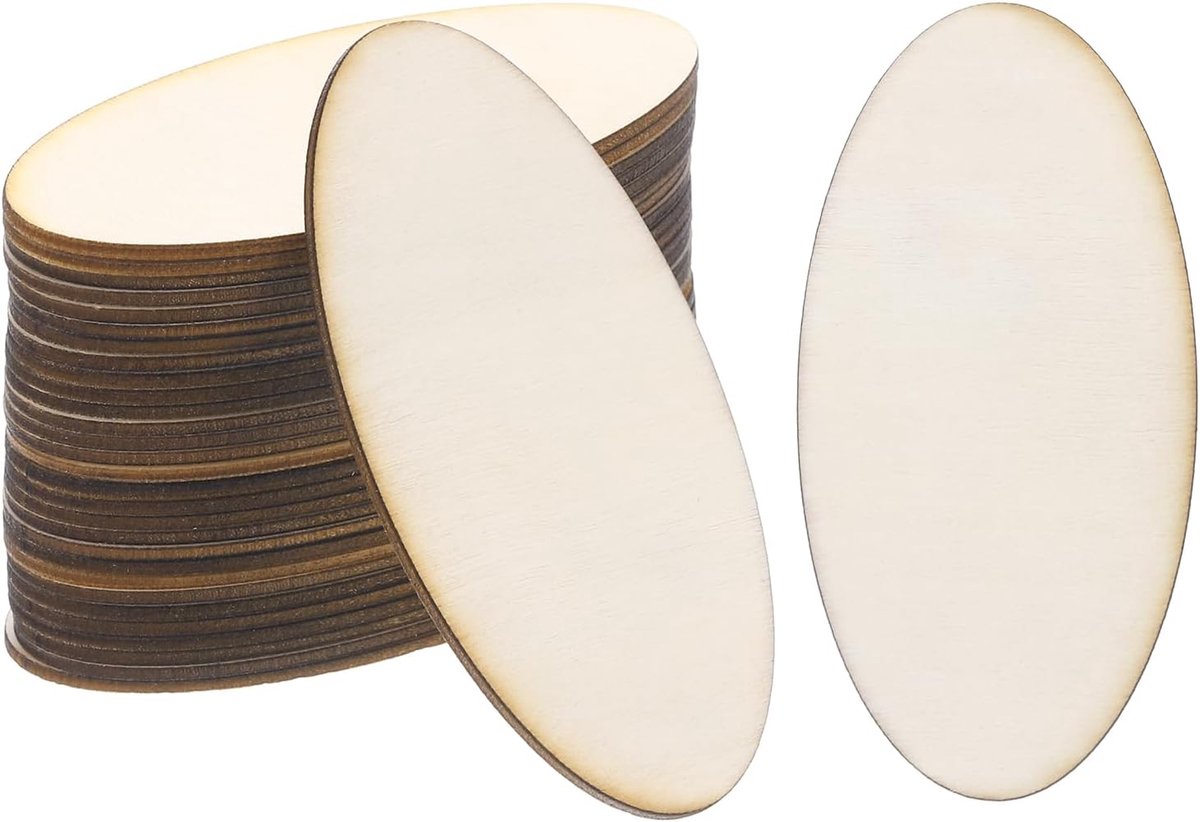 Onafgewerkte Ovale Houten Vormen Blanco Houten Uitsparingen Ornamenten Natuurlijk voor Kerstfeest Craft Projecten