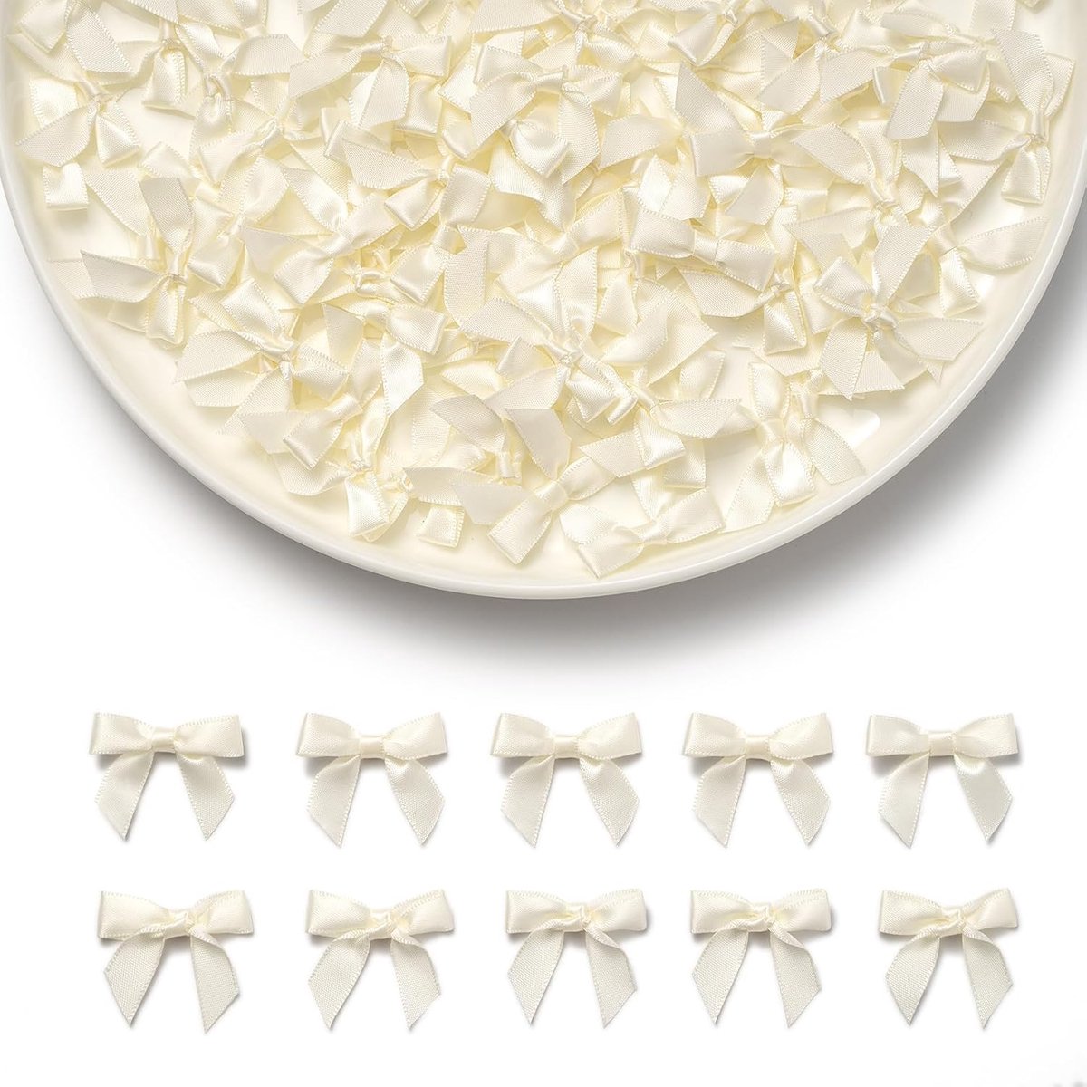 100 Stuks Strikjes Decoratie Mini Kerststrikken Beige | 3,4 x 2,8 cm Geschenkstrikken Kleine Strik Decoratieve Kerst Strikken voor Kerstmis Bruiloft Verjaardag Kerstboom