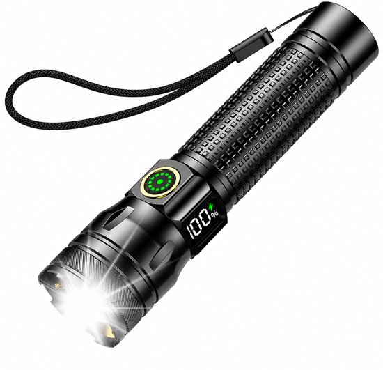 LED Zaklamp Oplaadbaar USB-C – Mini Krachtige Zaklamp met Zoomfunctie – 2000 Lumen - Waterbestendig – 7 Lichtstanden – Compacte Zaklamp voor Kamperen, Auto & Noodgevallen