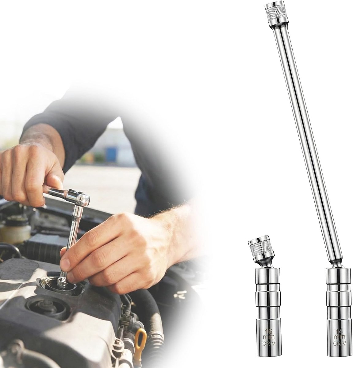 bougie, 2 doppen, 14/16 mm, met handvat, voor auto en motorfiets