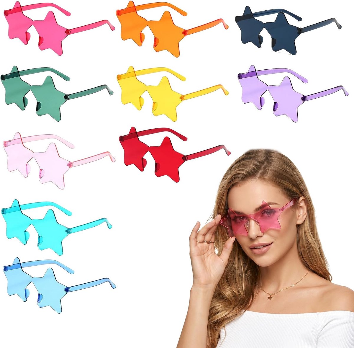 Brillen in stervorm, grappige partybril, kleurrijk voor fotocall, accessoires voor bruiloft, verjaardag, vrijgezellenfeest, gekke tijd en festivals