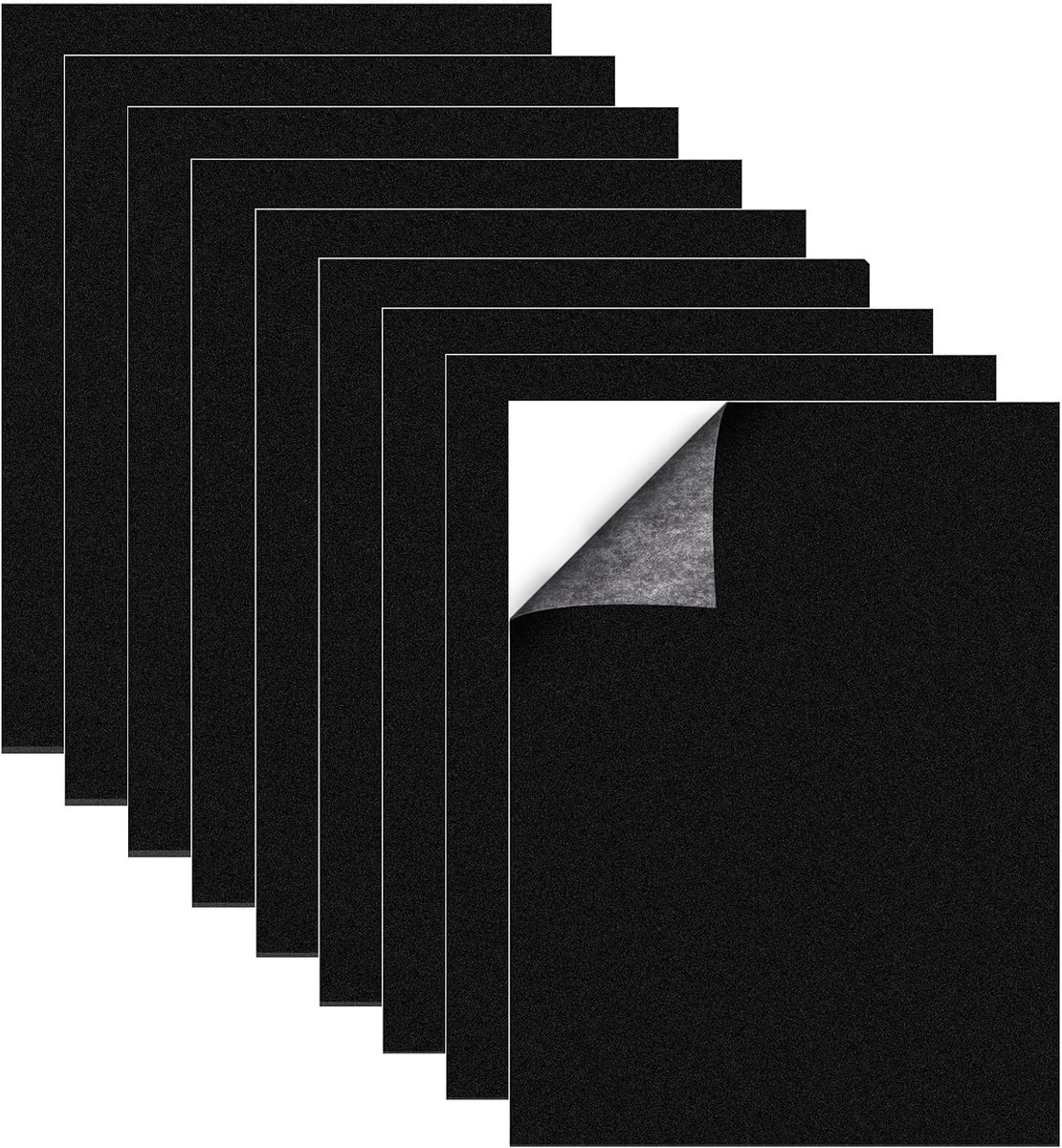 zelfklevend, 9 stuks, zwarte schuimplaten van EVA-schuimstof met kleefrug, antislip schuimrubberen mat, zelfklevend, voor meubels, knutselwerk, 300 x 200 x 1/2/3 mm