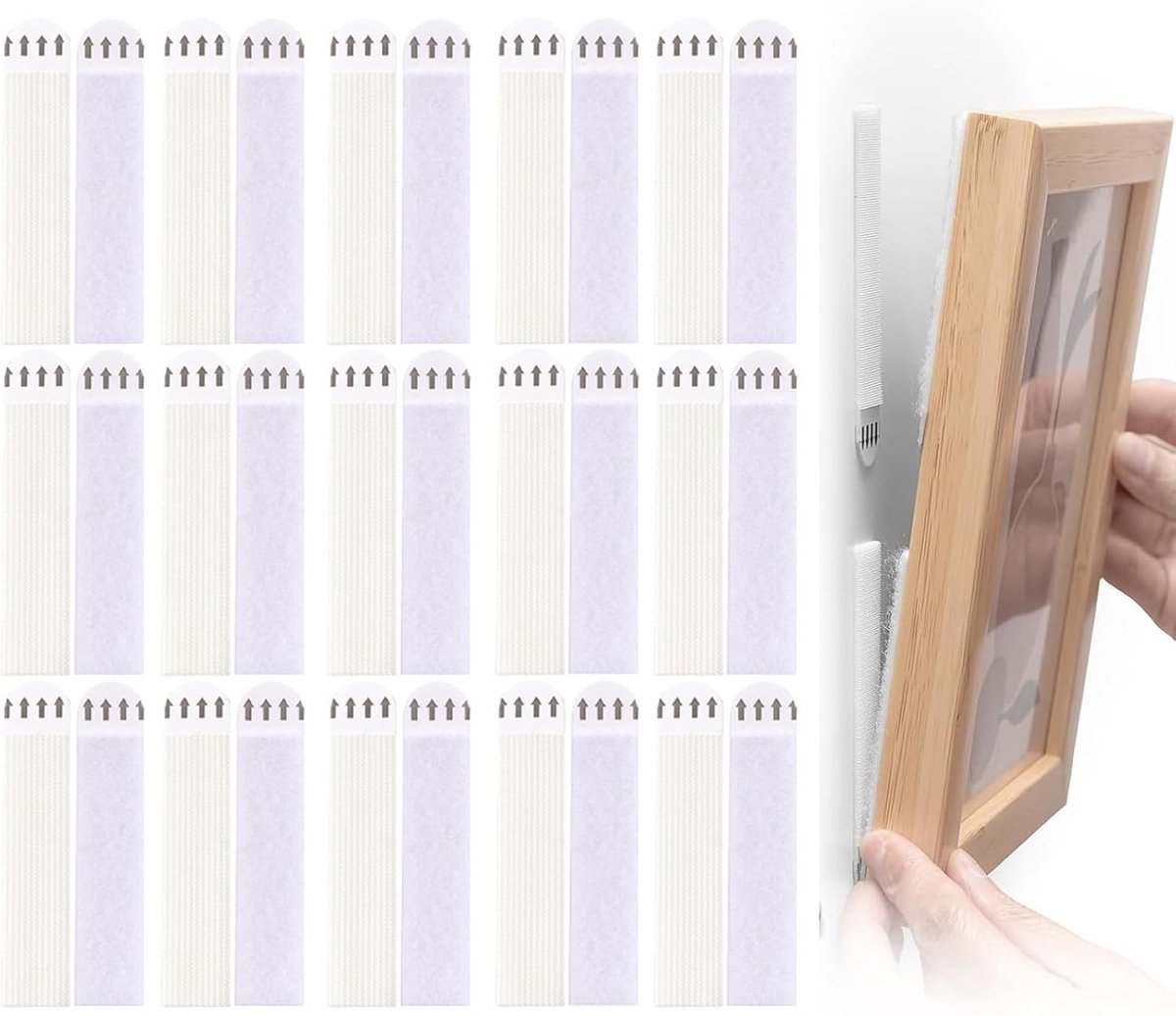 30 paar fotohangers, klittenband, zelfklevend, zelfklevend, zelfklevende fotohaken, zelfklevende spijkers, ophangen zonder boren, zonder resten te verwijderen, voor fotolijsten, zakdoekdoos en foto's