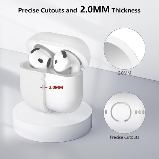 hoes compatibel met Airpods 4 2024, hoes met zichtbare LED aan de voorkant, zachte siliconen beschermhoes voor volledige lichaamsbescherming en schokbestendigheid voor AirPods 4e — afbeelding 3