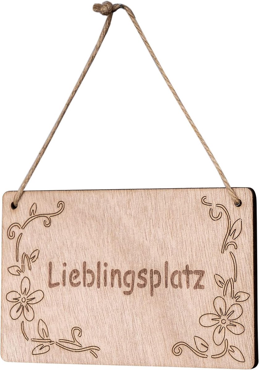 levandeo Bord lievelingsplek 13x8cm berkenhout houten bord deco hout hanger bloemen deurbord muurschildering geschenk