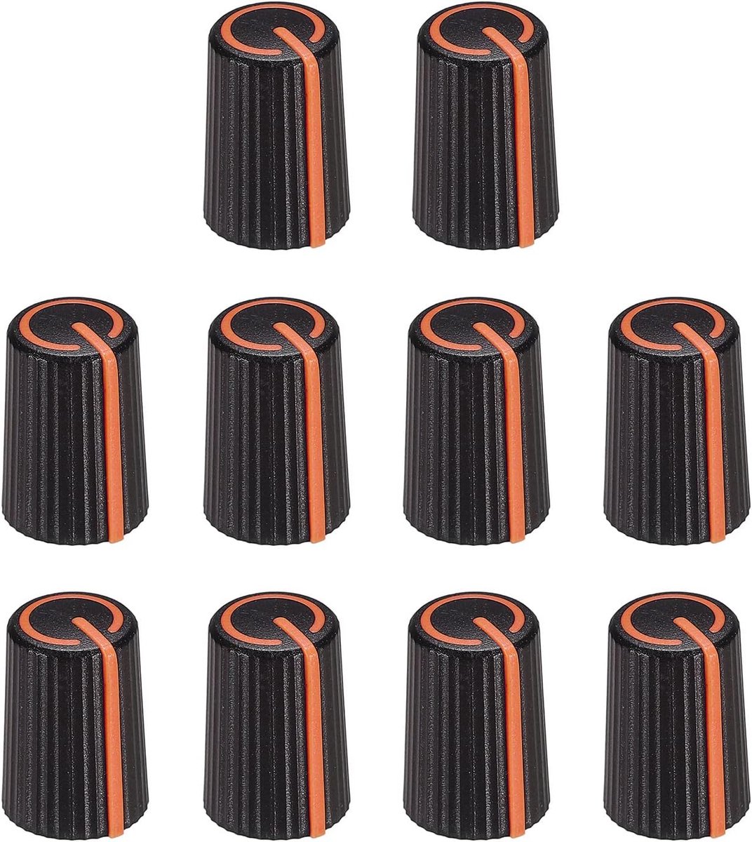 Potentiometer draaiknop ABS gitaar knop voor 6 mm D type golf elektrische gitaren versterker stereo-installaties bas volume toon 270° draaiknop zwart oranje 10 stuks