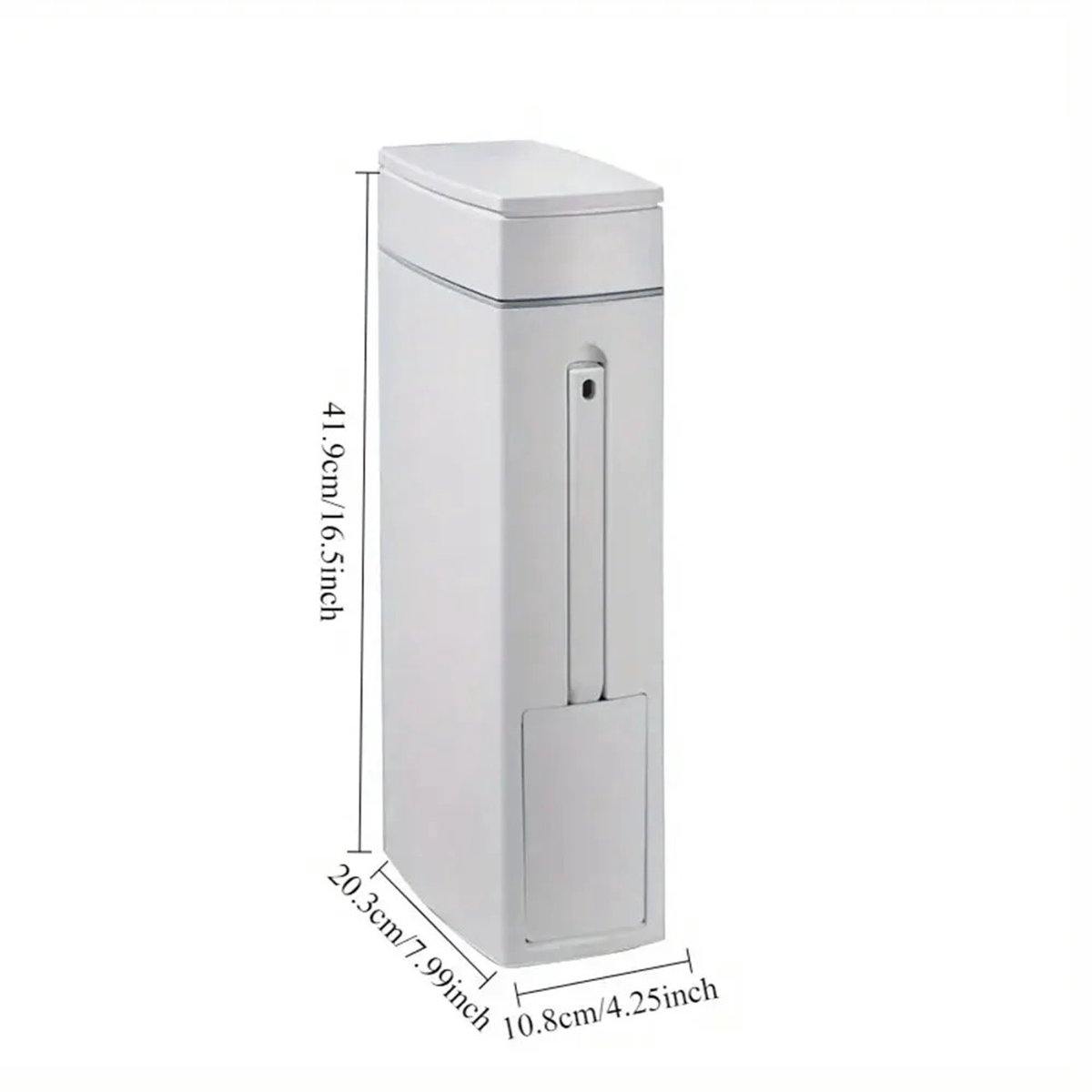 Wolcky - Prullenbak - Toiletborstel - Smalle Afvalbak met Deksel - Badkamer - Toilet - Slank Design - Compact - Ruimtesparend -