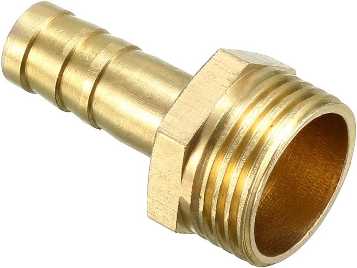 sourcing map 5 stuks. Messing slangverbinding pijpaansluiting 6mm tuit x 1/8 PT stekker buis 8mm x 3/8 PT, 1 Pack