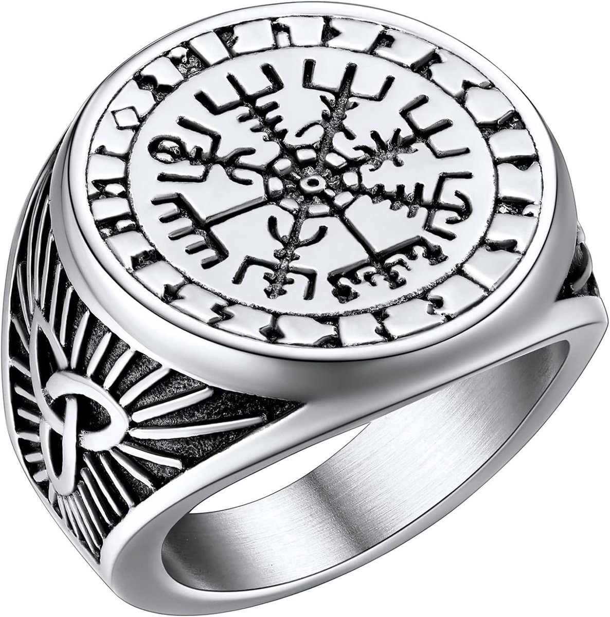 Ringen Gepersonaliseerde Noorse Runen Fidget Ring voor Angst RVS Nordic Ringen voor Mannen Vrouwen Maat O tot Z+3 met Geschenk Verpakt