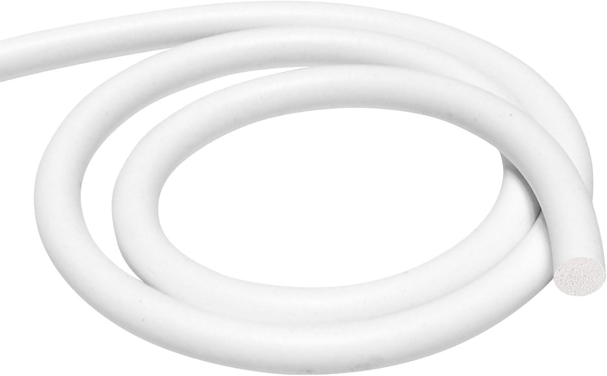 schuimrubber afdichtstrip 6 mm diameter x 2 m, rond, siliconen spons rubber weerstrippingskoord voor deur en raam, achterstang, doe-het-zelf pakking, wit